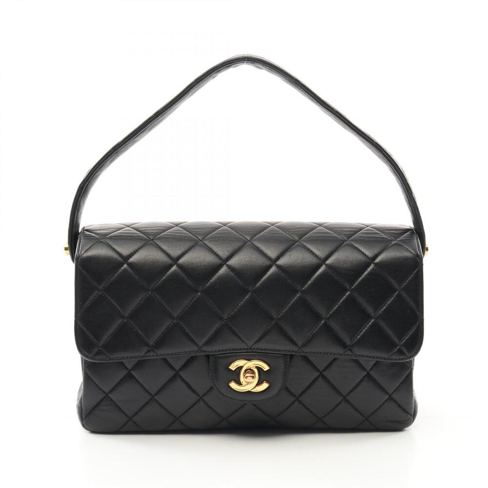 Chanel Double Faced Matelasse Handbag Lambskin Leather Black